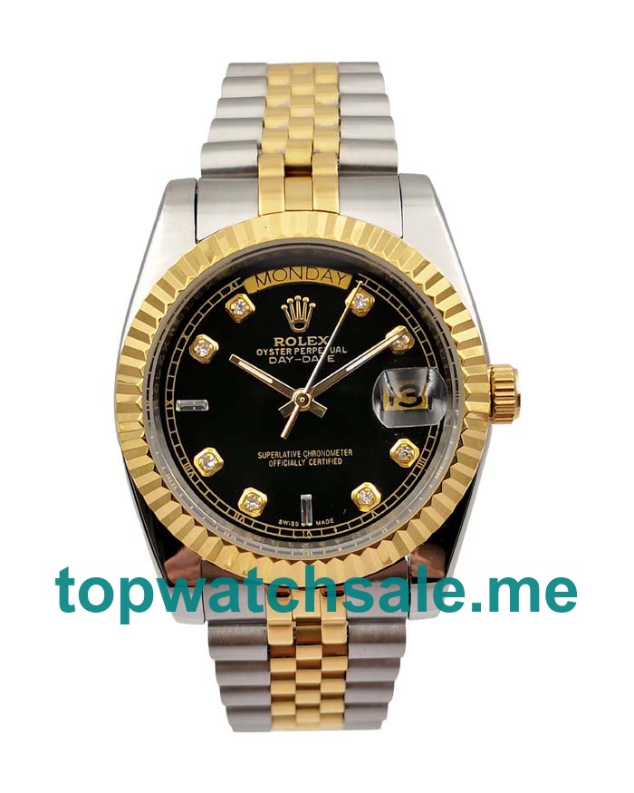 36MM Men Rolex Day-Date 118238 Black Dials Replica Watches UK