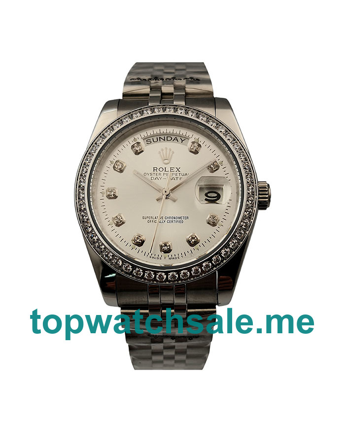 36MM Men Rolex Day-Date 18239 White Dials Replica Watches UK