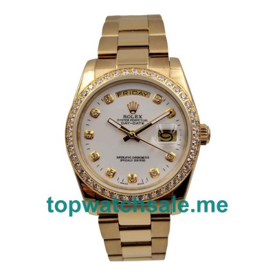 36MM Men Rolex Day-Date 18048 White Dials Replica Watches UK