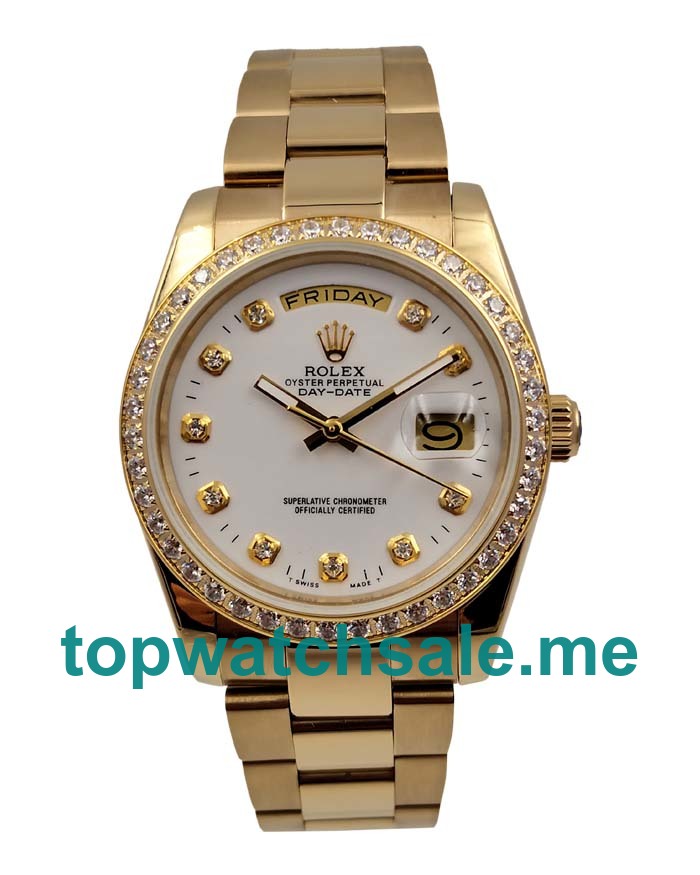 36MM Men Rolex Day-Date 18048 White Dials Replica Watches UK