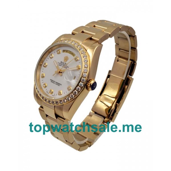 36MM Men Rolex Day-Date 18048 White Dials Replica Watches UK