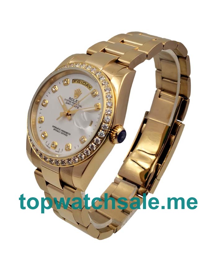 36MM Men Rolex Day-Date 18048 White Dials Replica Watches UK