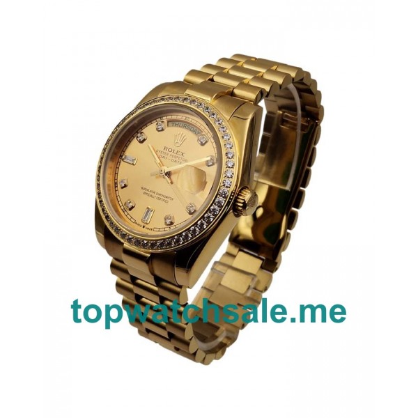 36MM Men Rolex Day-Date 128348 Champagne Dials Replica Watches UK