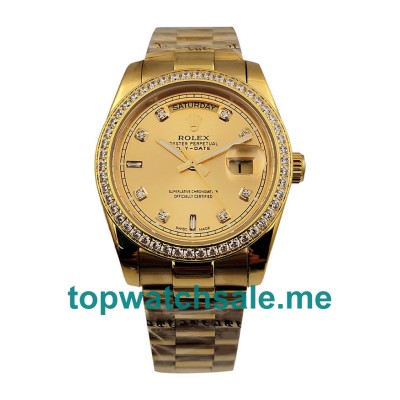 36MM Men Rolex Day-Date 18038 Champagne Dials Replica Watches UK