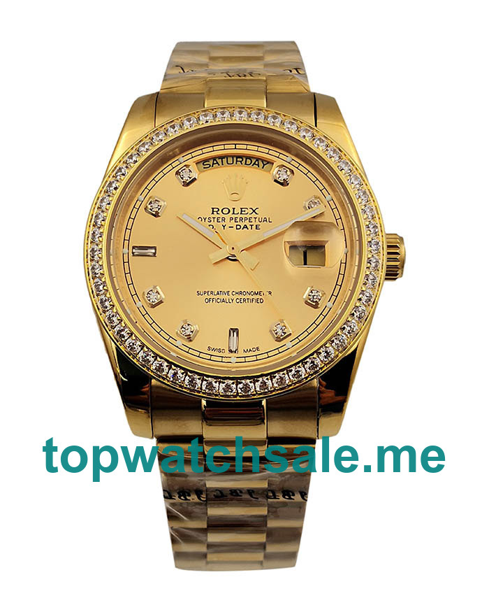 36MM Men Rolex Day-Date 18038 Champagne Dials Replica Watches UK