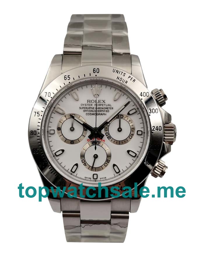 40MM Swiss Men Rolex Daytona 116520 White Dials Replica Watches UK