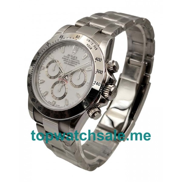 40MM Swiss Men Rolex Daytona 116520 White Dials Replica Watches UK