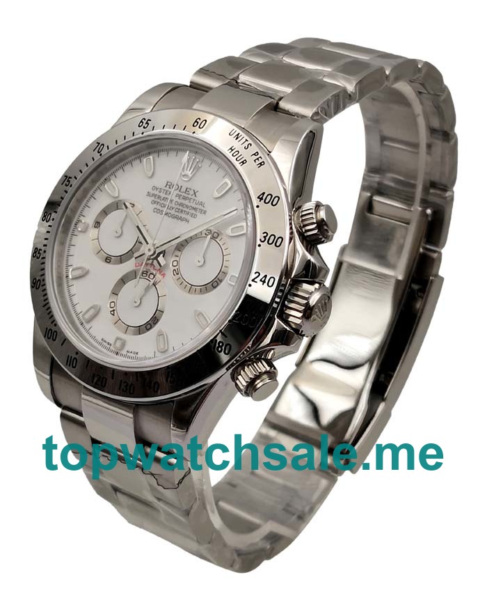 40MM Swiss Men Rolex Daytona 116520 White Dials Replica Watches UK