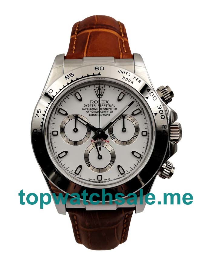 40MM Swiss Men Rolex Daytona 116520 White Dials Replica Watches UK