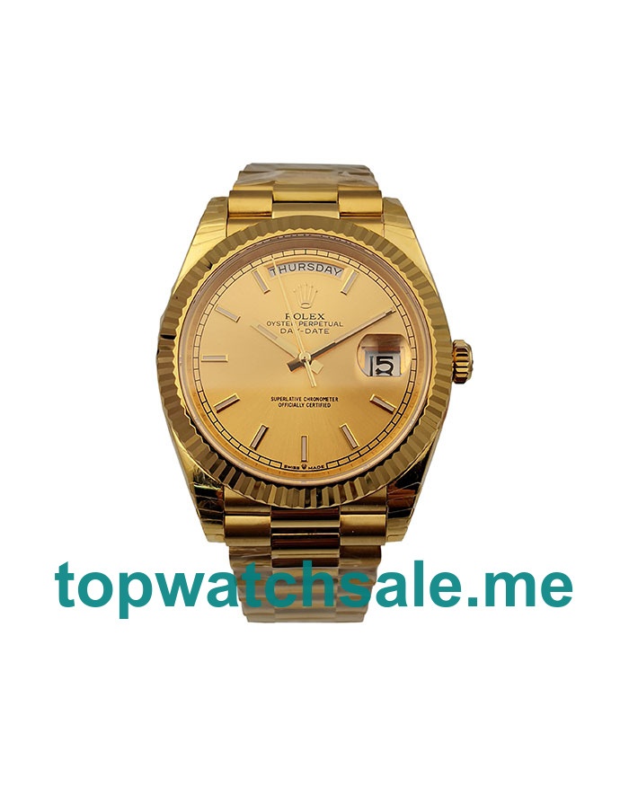 40MM Swiss Men Rolex Day-Date 228238 Champagne Dials Replica Watches UK