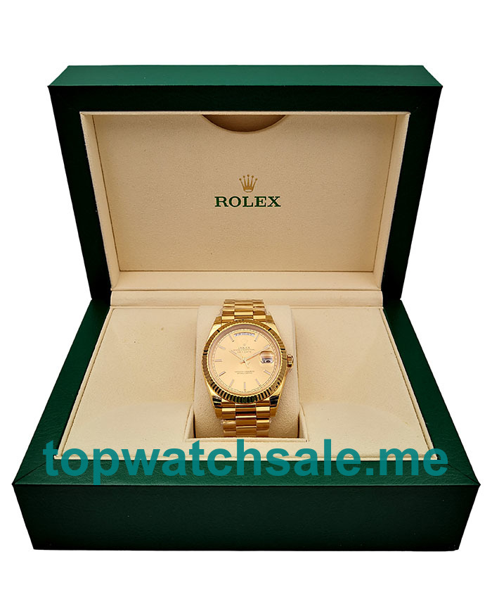 40MM Swiss Men Rolex Day-Date 228238 Champagne Dials Replica Watches UK