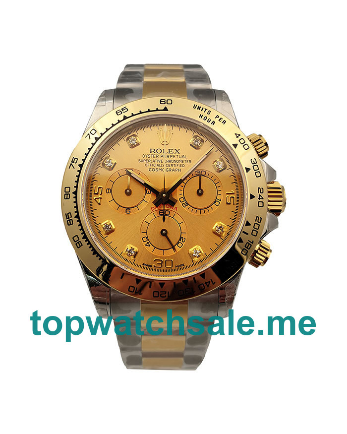 40MM Swiss Men Rolex Daytona 116503 Champagne Diamond Dials Replica Watches UK