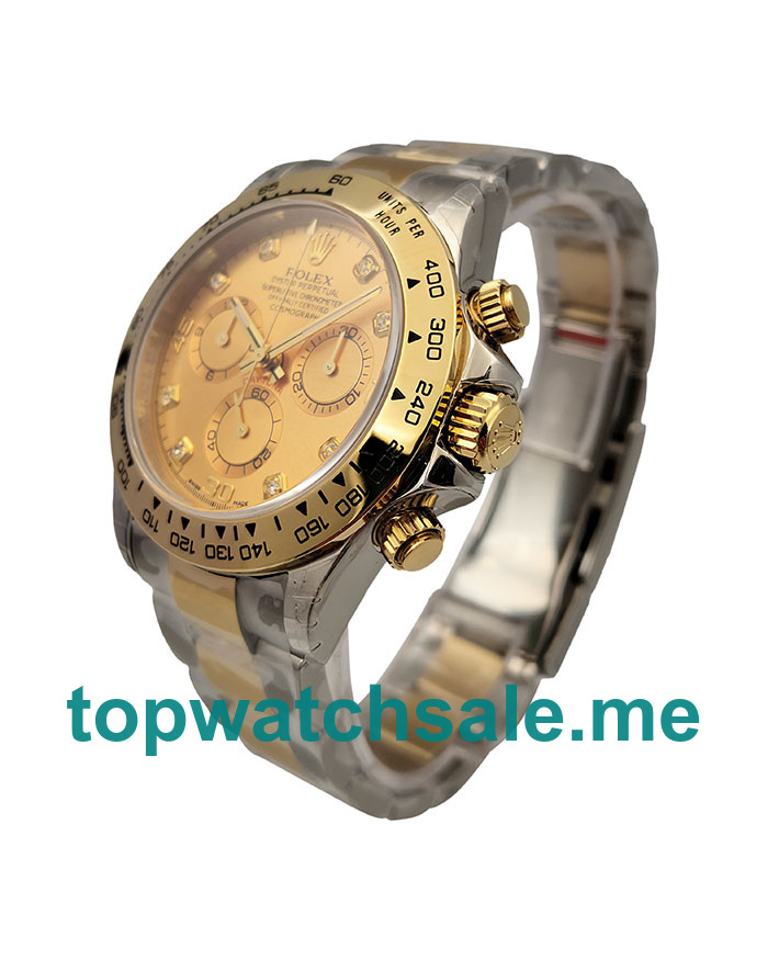 40MM Swiss Men Rolex Daytona 116503 Champagne Diamond Dials Replica Watches UK