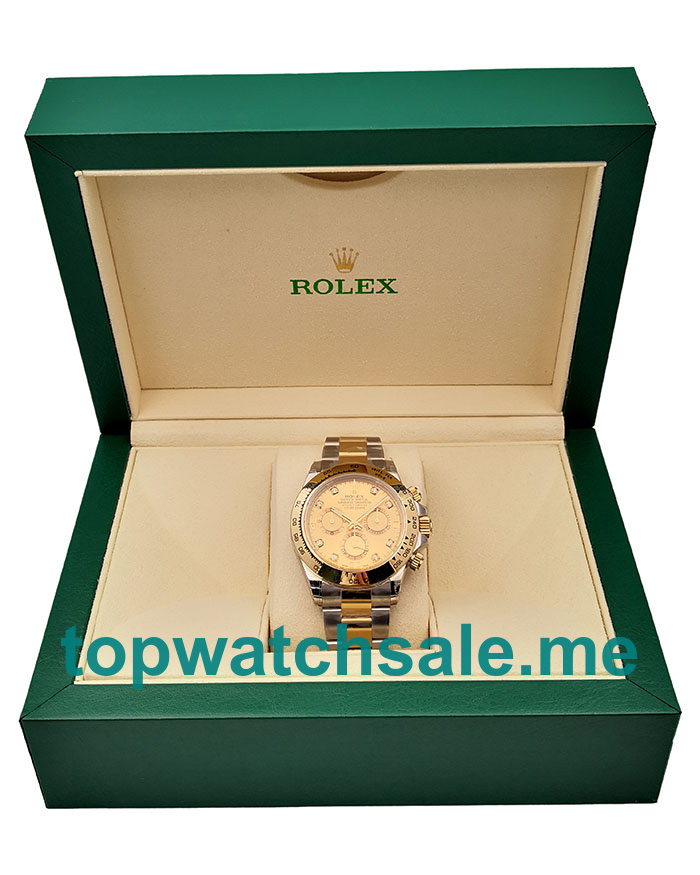 40MM Swiss Men Rolex Daytona 116503 Champagne Diamond Dials Replica Watches UK