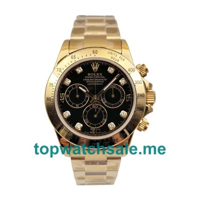 40MM Swiss Men Rolex Daytona 116528 Black Dials Replica Watches UK