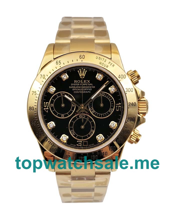 40MM Swiss Men Rolex Daytona 116528 Black Dials Replica Watches UK