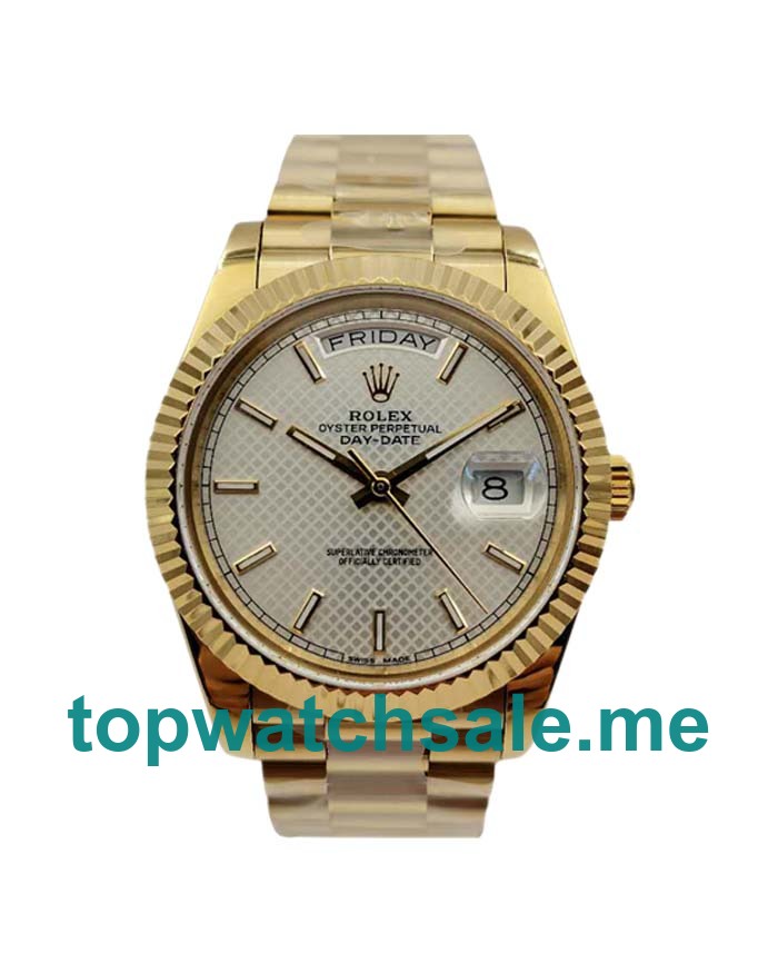 40MM Swiss Men Rolex Day-Date 228238 Silver Dials Replica Watches UK