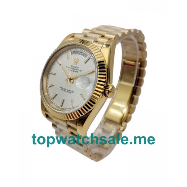 40MM Swiss Men Rolex Day-Date 228238 Silver Dials Replica Watches UK