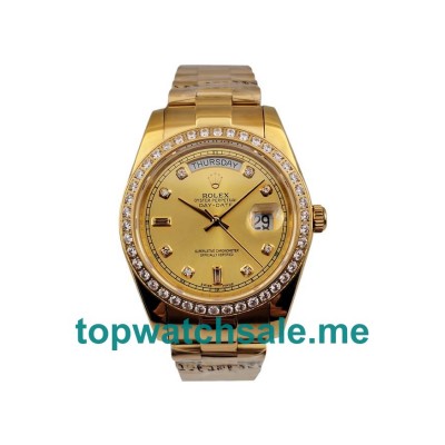 41MM Swiss Men Rolex Day-Date 118348 Champagne Dials Replica Watches UK