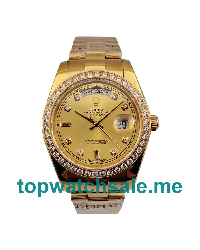 41MM Swiss Men Rolex Day-Date 118348 Champagne Dials Replica Watches UK