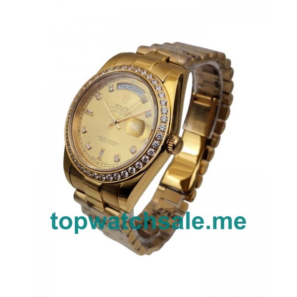 41MM Swiss Men Rolex Day-Date 118348 Champagne Dials Replica Watches UK