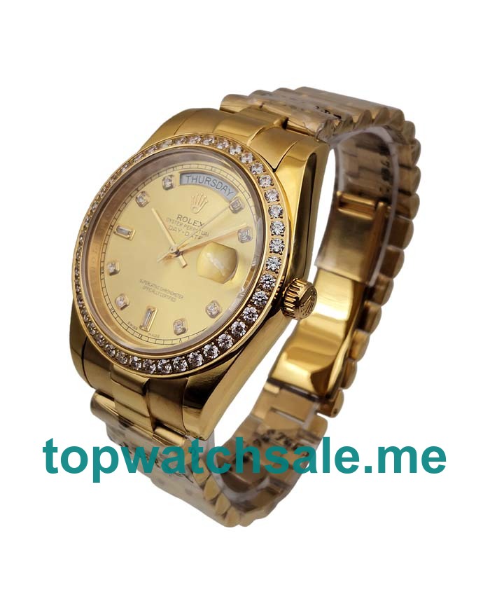 41MM Swiss Men Rolex Day-Date 118348 Champagne Dials Replica Watches UK