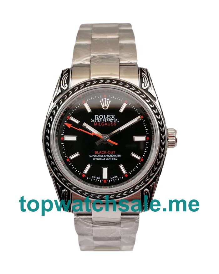 36MM Swiss Men Rolex Milgauss 116400 Black Dials Replica Watches UK