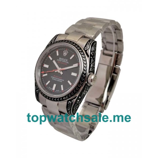 36MM Swiss Men Rolex Milgauss 116400 Black Dials Replica Watches UK