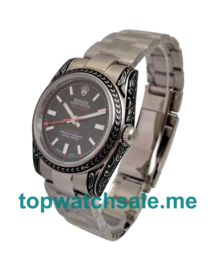 36MM Swiss Men Rolex Milgauss 116400 Black Dials Replica Watches UK