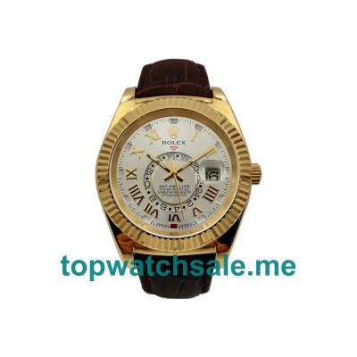 40.5MM Men Rolex Sky-Dweller 326138 Silver Dials Replica Watches UK