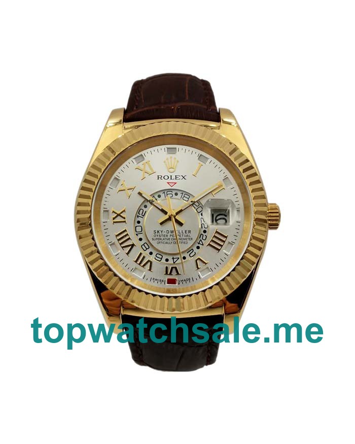 40.5MM Men Rolex Sky-Dweller 326138 Silver Dials Replica Watches UK