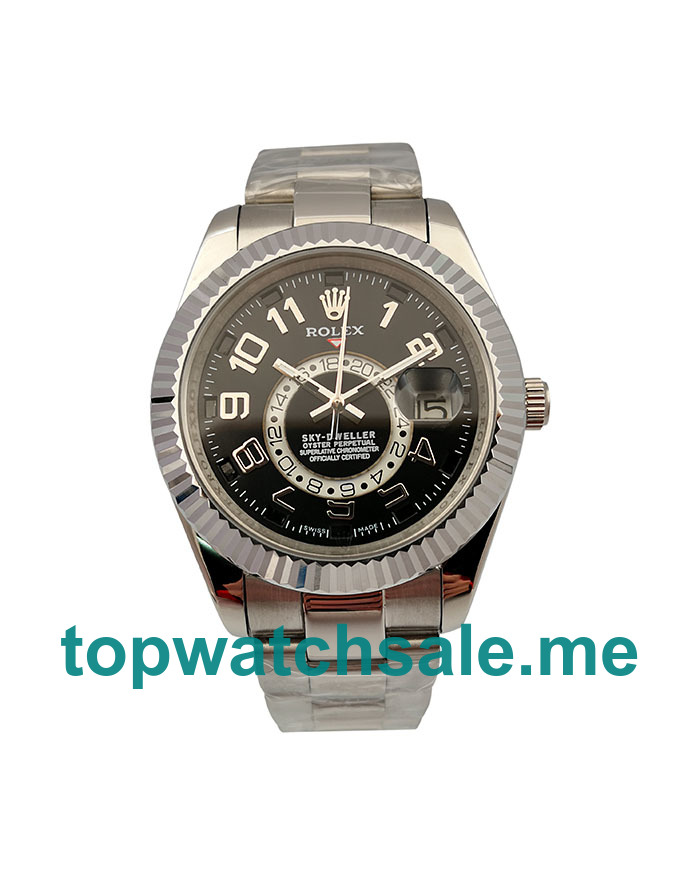 40.5MM Men Rolex Sky-Dweller 326939 Black Dials Replica Watches UK