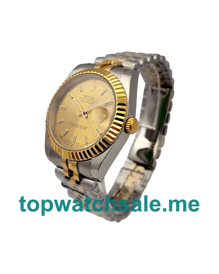 36MM Men Rolex Datejust 16233 Champagne Dials Replica Watches UK