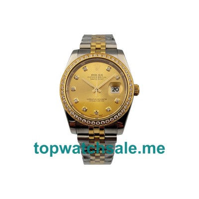 36MM Men Rolex Datejust 116243 Champagne Dials Replica Watches UK
