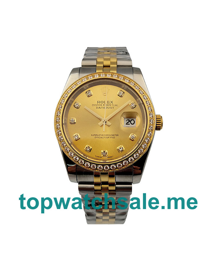 36MM Men Rolex Datejust 116243 Champagne Dials Replica Watches UK