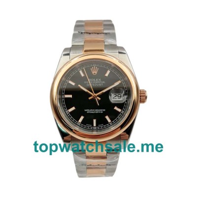 36MM Men Rolex Datejust 116201 Black Dials Replica Watches UK