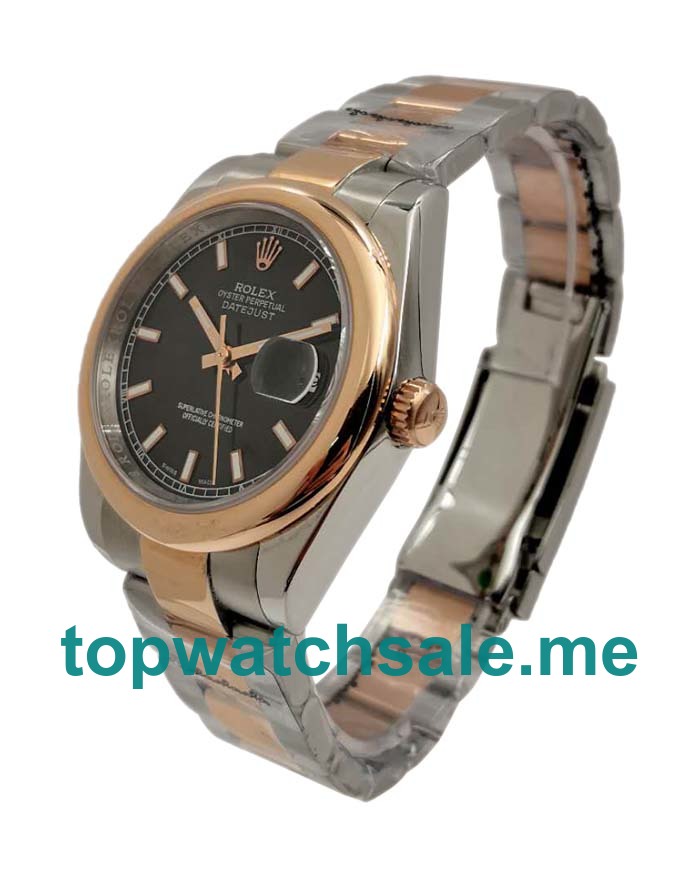 36MM Men Rolex Datejust 116201 Black Dials Replica Watches UK