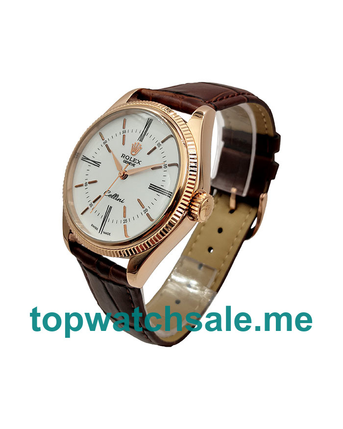 39MM Men Rolex Cellini 50505 Silver Dials Replica Watches UK