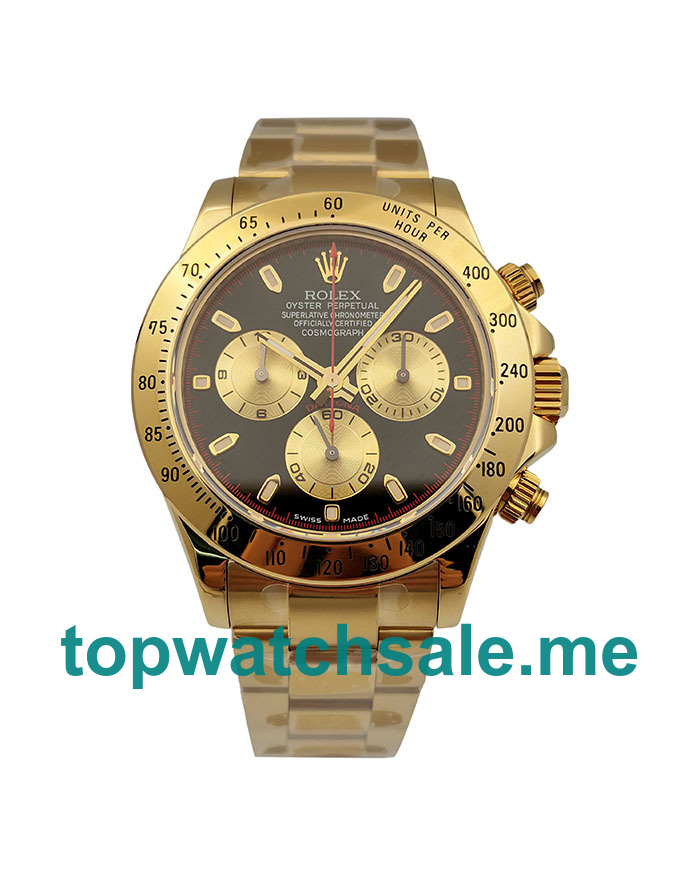 40MM Swiss Men Rolex Daytona 116528 Black Dials Replica Watches UK