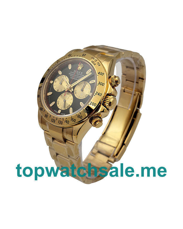 40MM Swiss Men Rolex Daytona 116528 Black Dials Replica Watches UK