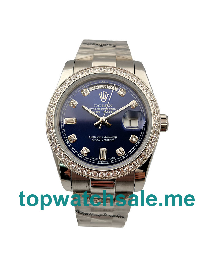 36MM Men Rolex Day-Date 118346 Blue Dials Replica Watches UK