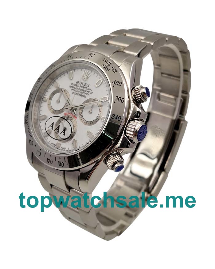 40MM Swiss Men Rolex Daytona 116520 White Dials Replica Watches UK