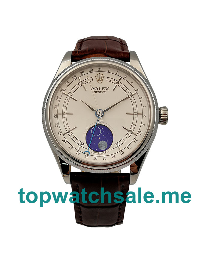 39MM Men Rolex Cellini 50535 White Dials Replica Watches UK