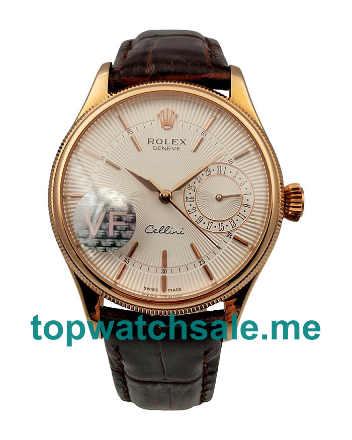 39MM Swiss Men Rolex Cellini Date 50515 VF White Dials Replica Watches UK