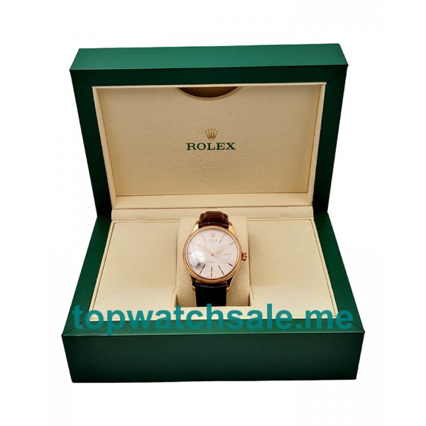 39MM Swiss Men Rolex Cellini Date 50515 VF White Dials Replica Watches UK
