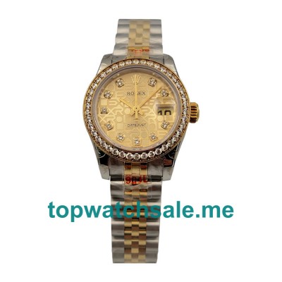 26MM Swiss Women Rolex Lady-Datejust 179383 Champagne Dials Replica Watches UK