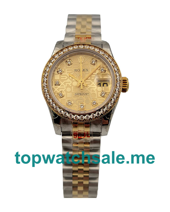 26MM Swiss Women Rolex Lady-Datejust 179383 Champagne Dials Replica Watches UK