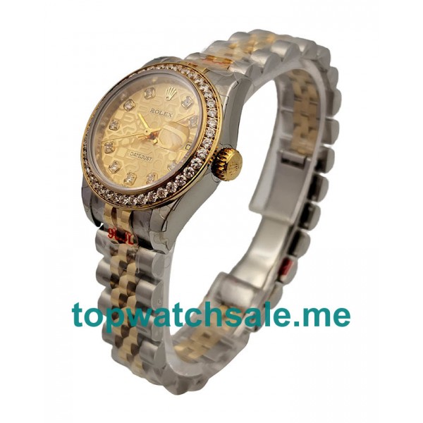 26MM Swiss Women Rolex Lady-Datejust 179383 Champagne Dials Replica Watches UK