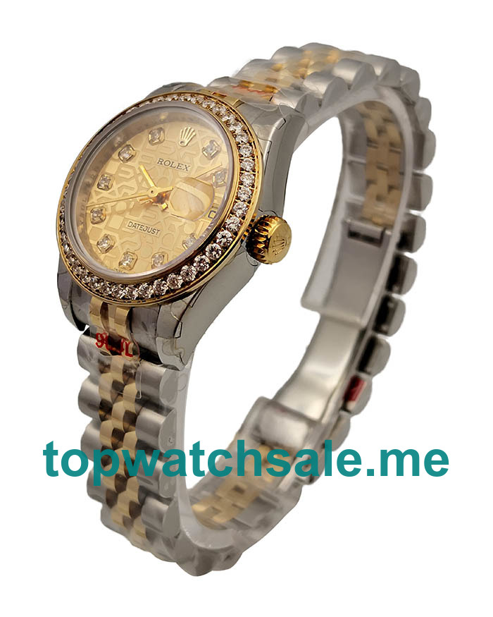 26MM Swiss Women Rolex Lady-Datejust 179383 Champagne Dials Replica Watches UK