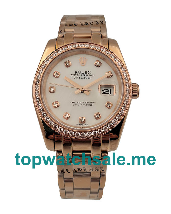 36MM Women Rolex Pearlmaster 81285 White Mother Of Pearl Dials Replica Watches UK